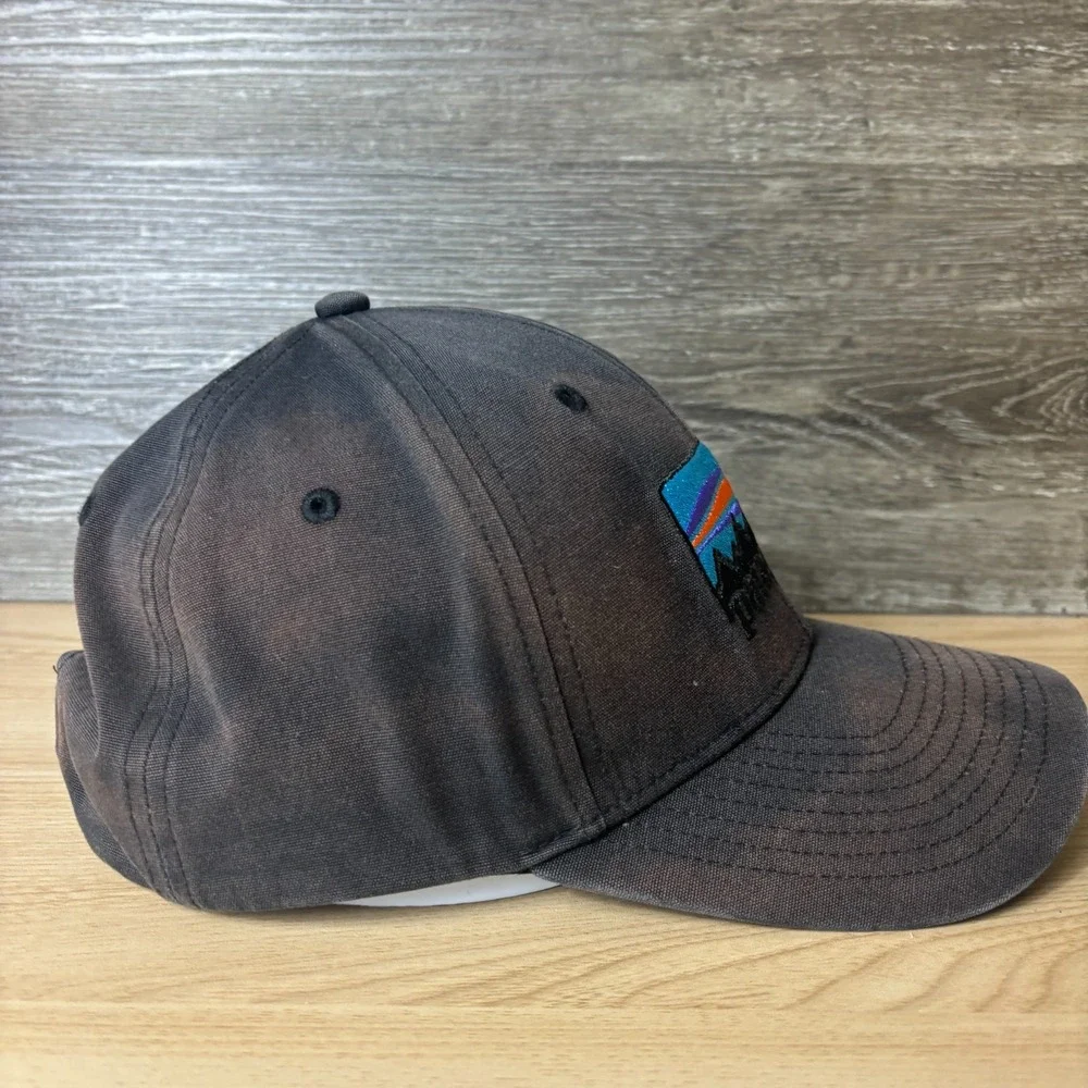 Patagonia Hat Cap Snap Back Trucker Black Embroidered Faded Mens Outdoors